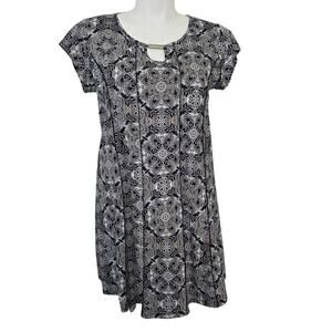 Notations short sleeve Keyhole Neck Fit and Flare Dress sz PXL
